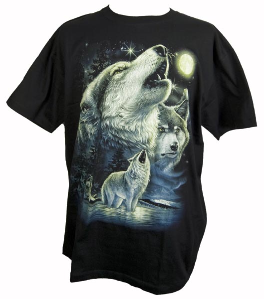 T-Shirt X Large Wolves Glow In Dark