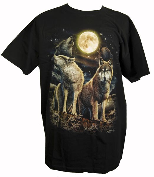 T-Shirt X Large Wolves Glow In Dark