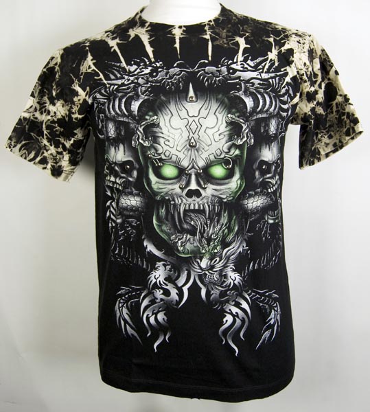 T-Shirt Medium Triple Skull With Rivets