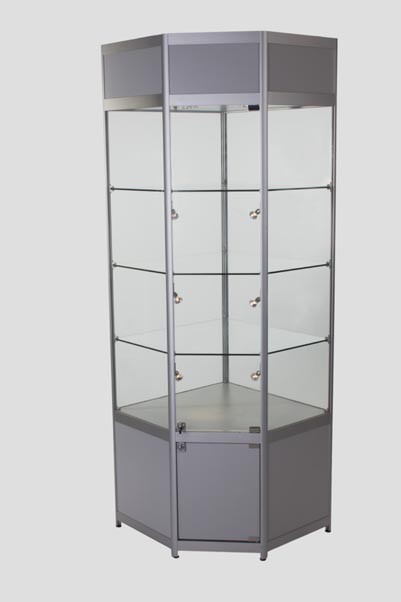 Display Cabinets Aluminium Corner Wall Unit 650x650X2000H MM SWC
