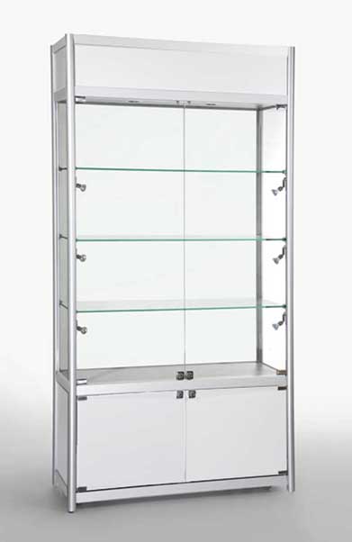 Display Cabinets Aluminium White 800Wx400Dx2000H MM