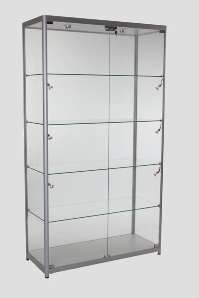Display Cabinets Aluminium 1200Wx400Dx2000H MM No Storage