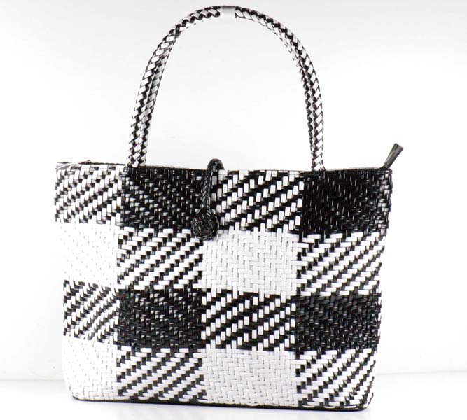 BAG BLACK & WHITE LEATHER WOVEN
