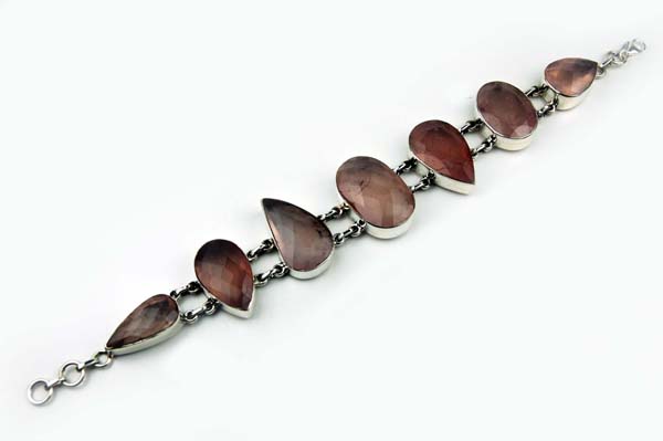 BRACELET ROSE QUARTZ CUT 24CM