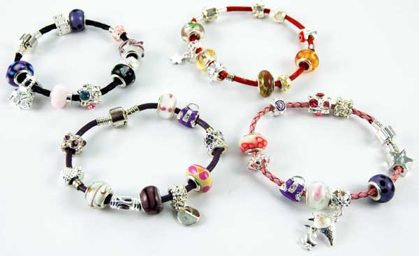 Charm Bracelet Leather Assorted Colours & Lengths