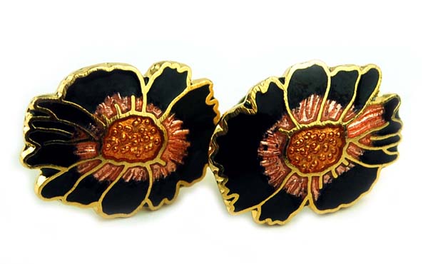 Earring Cloisonne Floral Studs