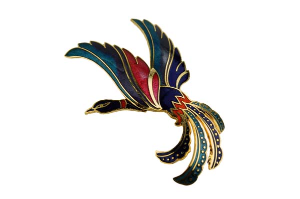 Brooch Cloisonne Bird Flying