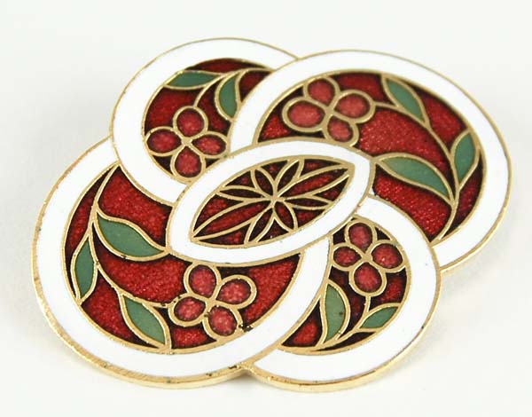 Brooch Cloisonne Celtic Knot Floral