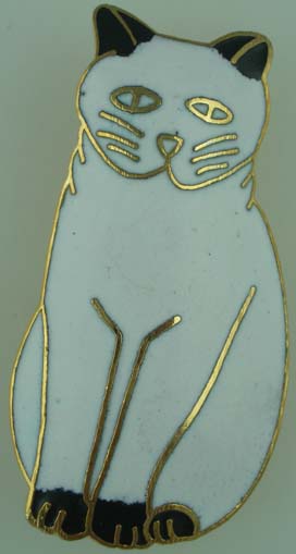 CLOISONNE BROOCH CAT SITTING