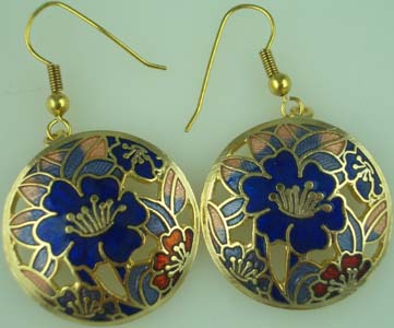 CLOISONNE E/RING CIRCLE FLORAL
