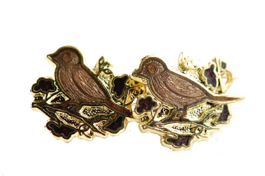 CLOISONNE EARRING STUDS BIRD IN NEST