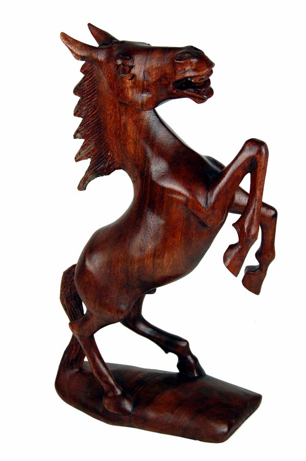 wooden horse carved 30cm