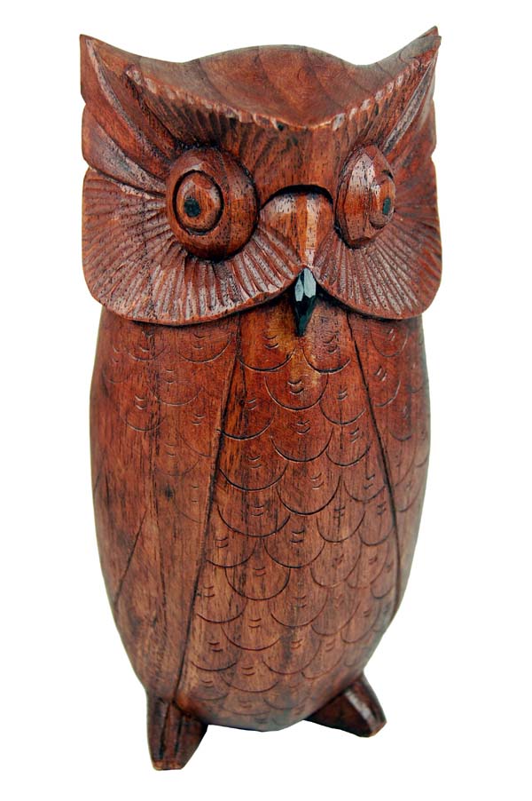 wooden owl standing 20cm