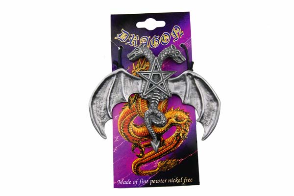 Pendant Pewter Pentagram/Dragon 8.5 X 9.5 Cm